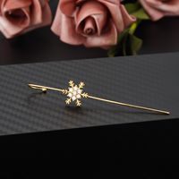 Cross-border Creative Piercing Jewelry Earrings Copper Inlaid Zircon Gold-plated Earrings Around Auricle Slash Ear Hanging main image 5
