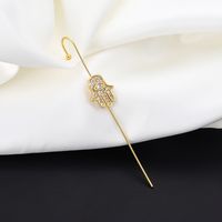 Cross-border Creative Piercing Jewelry Earrings Copper Inlaid Zircon Gold-plated Earrings Around Auricle Slash Ear Hanging main image 4