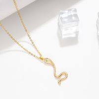 Fashion Personality Snake-shaped Pendant Copper Inlaid Zircon Necklace main image 4