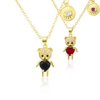New Diamond Bear Necklace Copper Gold-plated Bear Tag Combination Hot Sale main image 1