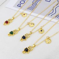 New Diamond Bear Necklace Copper Gold-plated Bear Tag Combination Hot Sale main image 4