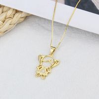 European And American Ins Simple Zircon Necklace For Boys And Girls  Spot Copper-plated Gold Hollow Mesh Red Children Pendant main image 3