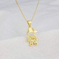 European And American Ins Simple Zircon Necklace For Boys And Girls  Spot Copper-plated Gold Hollow Mesh Red Children Pendant main image 4