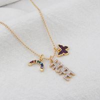 New Diy Combination Necklace Butterfly Rainbow Letters Copper Zircon Clavicle Chain main image 4