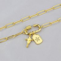 Neue Kreuz Tag Kombination Halskette Mode Einfache Kupfer Eingelegte Zirkonium Kleidungskette main image 5