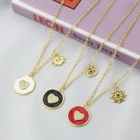 Korean Style Ins Inlaid Zirconium Round Heart Necklace Women's Simple Spot Eight Awn Star Eye Popular Element Combination Pendant main image 1