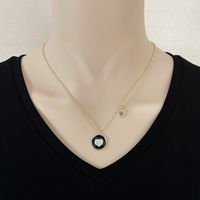 Korean Style Ins Inlaid Zirconium Round Heart Necklace Women's Simple Spot Eight Awn Star Eye Popular Element Combination Pendant main image 5