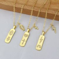 New Tag Necklace Fashion Gold-plated Copper Inlaid Zirconium Lightning Fish Bone Accessories Pendant main image 1
