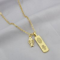 New Tag Necklace Fashion Gold-plated Copper Inlaid Zirconium Lightning Fish Bone Accessories Pendant main image 4