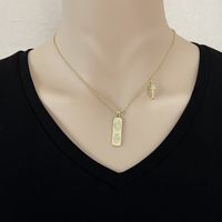 Neue Tag Halskette Mode Vergoldetes Kupfer Eingelegtes Zirkonium Blitz Fischgräte Zubehör Anhänger main image 5
