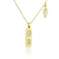 New Tag Necklace Fashion Gold-plated Copper Inlaid Zirconium Lightning Fish Bone Accessories Pendant main image 6