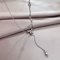 Tongfang Ornament Fairy Super Flash Chain Zircon Water Drops Butterfly Clavicle Chain Temperament Entry Lux Ins Style Necklace For Women main image 4