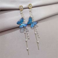 Bijoux Boucles D&#39;oreilles Arc Transparent Bleu Boucles D&#39;oreilles Acryliques À La Mode Longue main image 5