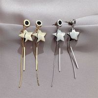 New Japanese And Korean Simple Five-pointed Star Tassel Earrings High-end Long Fashion Earrings main image 1