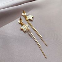 New Japanese And Korean Simple Five-pointed Star Tassel Earrings High-end Long Fashion Earrings main image 5