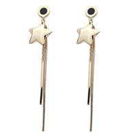 New Japanese And Korean Simple Five-pointed Star Tassel Earrings High-end Long Fashion Earrings main image 6