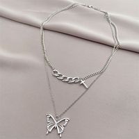 Tongfang Ornament Korean Style Personalized Curb Chain Bow Necklace Double-layer Chain Fashion Simple Clavicle Chain For Women main image 2