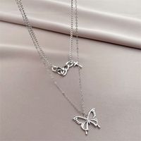 Tongfang Ornament Korean Style Personalized Curb Chain Bow Necklace Double-layer Chain Fashion Simple Clavicle Chain For Women main image 5