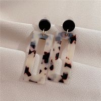 Korea Sexy Acrylic Leopard Print Amber Earrings Pendant Rectangular Hollow Net Red Nightclub Earrings main image 1