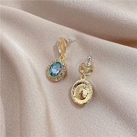 Tongfang Ornament Blue Zircon Crystal Earrings Elegant Mori Women's Rhinestone All-match Retro Simple Stud Earrings main image 5