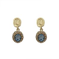 Tongfang Ornement Bleu Zircon Cristal Boucles D'oreilles Élégant Mori Femmes De Strass Tout-match Rétro Simple Boucles D'oreilles main image 6