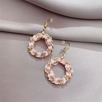 Fashion Ear Hook Korean Version Of Simple Cloth Round Earrings Generous Temperament Earrings main image 5