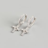 Yhe0192 S925 Sterling Silver Diamond Design Cross Ear Clip Earrings sku image 1