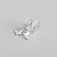 Yhe0238 S925 Sterling Silver Butterfly Pendant Diamond Design Earring Ear Buckle Silver Earrings sku image 1