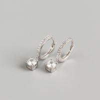 Yhe0203 European And American Entry Lux S925 Sterling Silver Ins Geometric Diamond-embedded Earclip Earrings Design All-match Silver Stud Earrings sku image 1