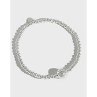 St1009 Korean Version Of S925 Silver Handmade Plain Beaded 3mm Round Bead Bracelet sku image 1