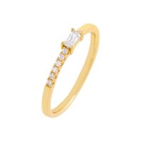 Explosion Style Rectangular Zircon Ring Simple Atmosphere Micro-inlaid Ring Copper Plated 18k Real Gold Cross-border Hot-selling Jewelry sku image 1