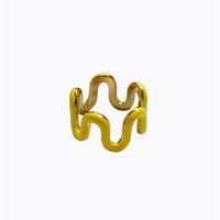 Net Red Wind Painting Oil Wave Ring Copper Plated Real Gold Ring Simple Elegant Solid Color Bracelet In Stock Wholesale sku image 4