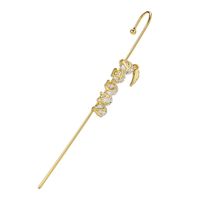 Cross-border Creative Piercing Jewelry Earrings Copper Inlaid Zircon Gold-plated Earrings Around Auricle Slash Ear Hanging sku image 16