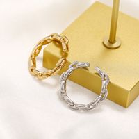 Cross-border New Chain Ring Opening Adjustable Geometric 18k Gold Hip-hop Multi-layer Hollow Copper Ring sku image 2