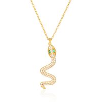 Fashion Personality Snake-shaped Pendant Copper Inlaid Zircon Necklace sku image 1