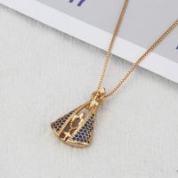 European And American New Inlaid Zirconium Virgin Necklace Men's And Women's Spot Direct Supply Simple Copper-plated Gold-style Religious Belief Pendant sku image 3