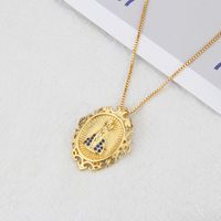 European And American New Inlaid Zirconium Virgin Necklace Men's And Women's Spot Direct Supply Simple Copper-plated Gold-style Religious Belief Pendant sku image 4