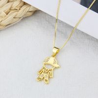 European And American Ins Simple Zircon Necklace For Boys And Girls  Spot Copper-plated Gold Hollow Mesh Red Children Pendant sku image 2