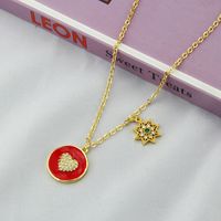 Korean Style Ins Inlaid Zirconium Round Heart Necklace Women's Simple Spot Eight Awn Star Eye Popular Element Combination Pendant sku image 1