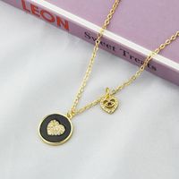 Korean Style Ins Inlaid Zirconium Round Heart Necklace Women's Simple Spot Eight Awn Star Eye Popular Element Combination Pendant sku image 2