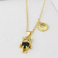 New Diamond Bear Necklace Copper Gold-plated Bear Tag Combination Hot Sale sku image 2