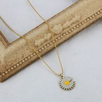 New Style Roman Star Moon Daisy Mysterious Round Tag Pendant Copper Necklace sku image 4