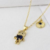New Diamond Bear Necklace Copper Gold-plated Bear Tag Combination Hot Sale sku image 3