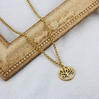 New Style Roman Star Moon Daisy Mysterious Round Tag Pendant Copper Necklace sku image 6