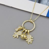 New Diy Character Combination Kids Bow Knot Color Zirconium Detachable Hip-hop Pendant Copper Necklace sku image 2