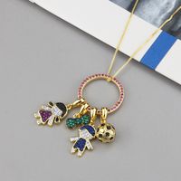 New Diy Character Combination Kids Bow Knot Color Zirconium Detachable Hip-hop Pendant Copper Necklace sku image 7