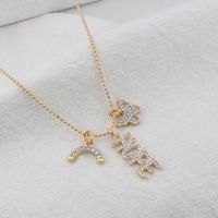 New Diy Combination Necklace Butterfly Rainbow Letters Copper Zircon Clavicle Chain sku image 11