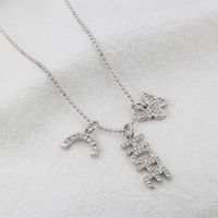 New Diy Combination Necklace Butterfly Rainbow Letters Copper Zircon Clavicle Chain sku image 9