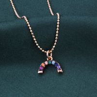 New Diy Combination Necklace Butterfly Rainbow Letters Copper Zircon Clavicle Chain sku image 6