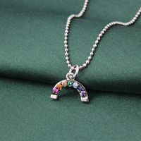 New Diy Combination Necklace Butterfly Rainbow Letters Copper Zircon Clavicle Chain sku image 2